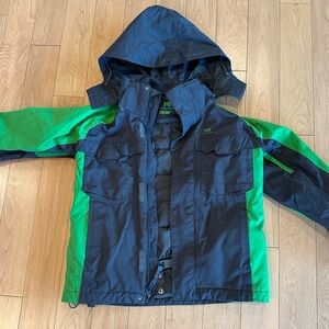 Helly Hansen Kids Insulated Ski Jacket in Grey and Green Size 10